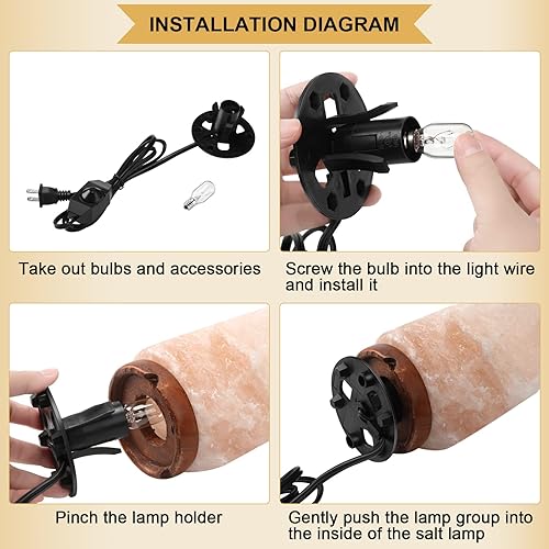 Miniatura 2 de Paquete de 4 cables de lámpara de sal del Himalaya de 5 pies con interruptor de atenuación y 24 bombillas E12 de 15 W para cables de repuesto de