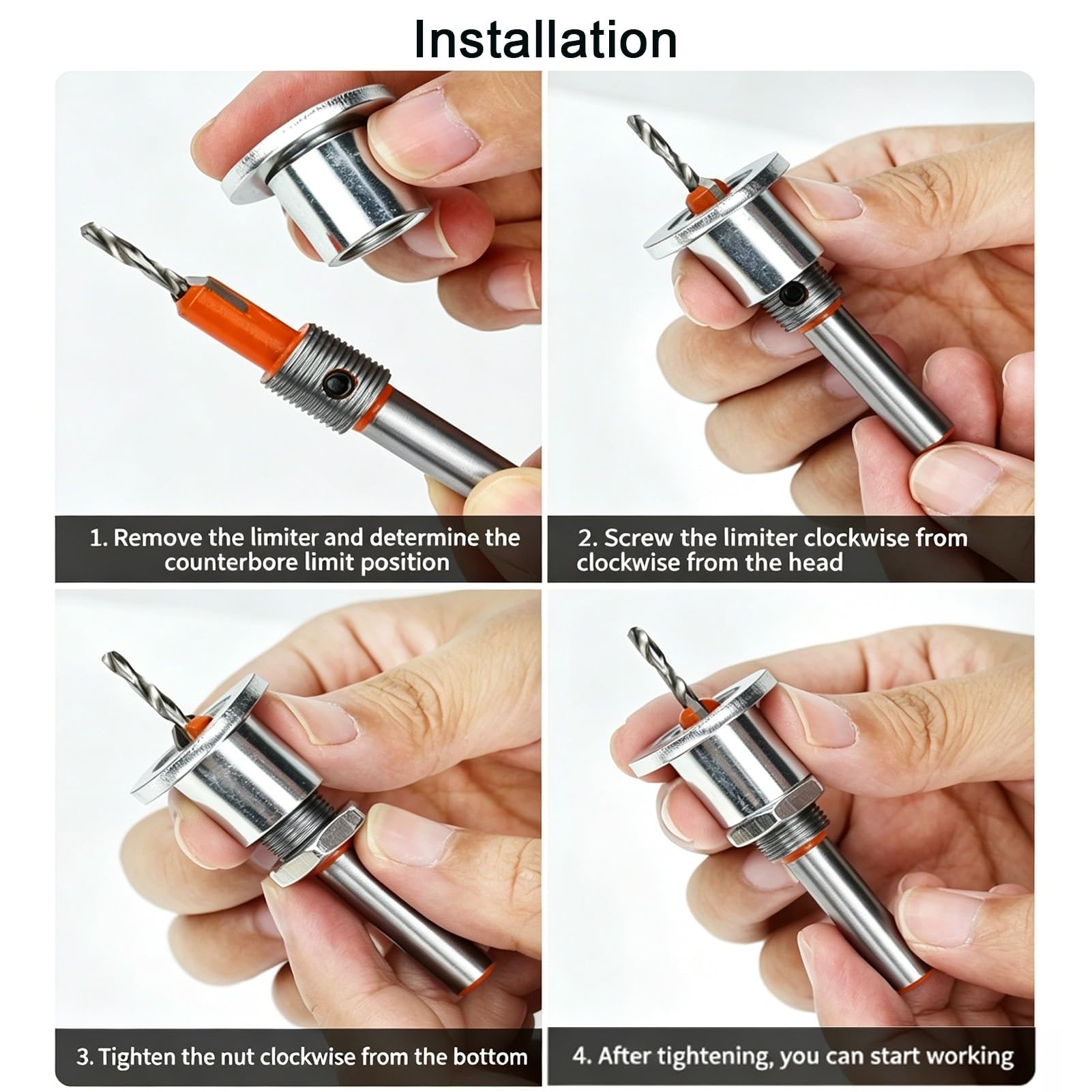 Punta per foro svasatore, punta da 5 pezzi HSS M2 da 3 mm, codolo esagonale da 1/4".