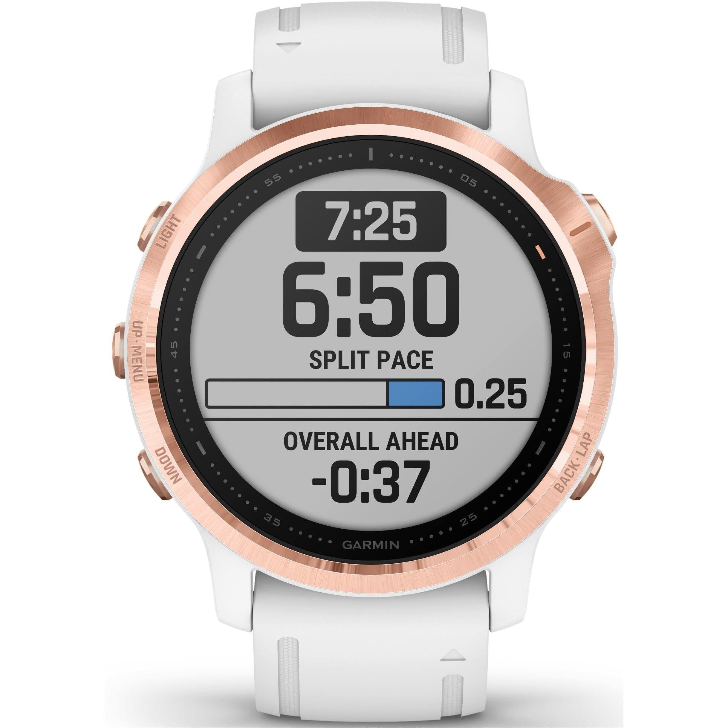 Garmin Fenix 6S Pro, Rose Gold Blanche avec Bracelet Blanc Small