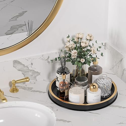 Miniatura 4 de HGF Bandeja redonda para organizador de encimera de cocina, bandejas de hierro de metal de 12 pulgadas para servilletero, organizador de especias de