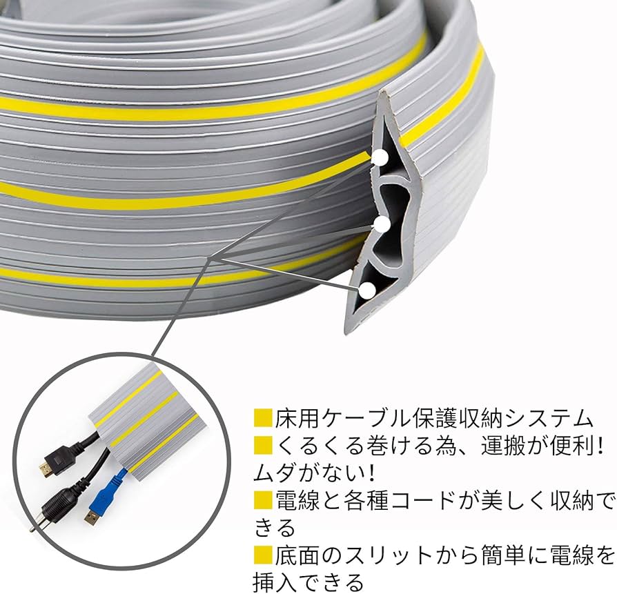 Amazon.co.jp: Anfanフロアケーブルカバー ケーブルプロテクター 床用