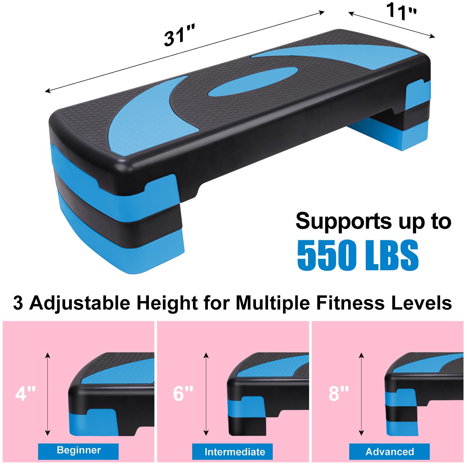 HaoKang KL KLB Sport Adjustable Exercise Workout Aerobic Stepper Step Platform Trainer