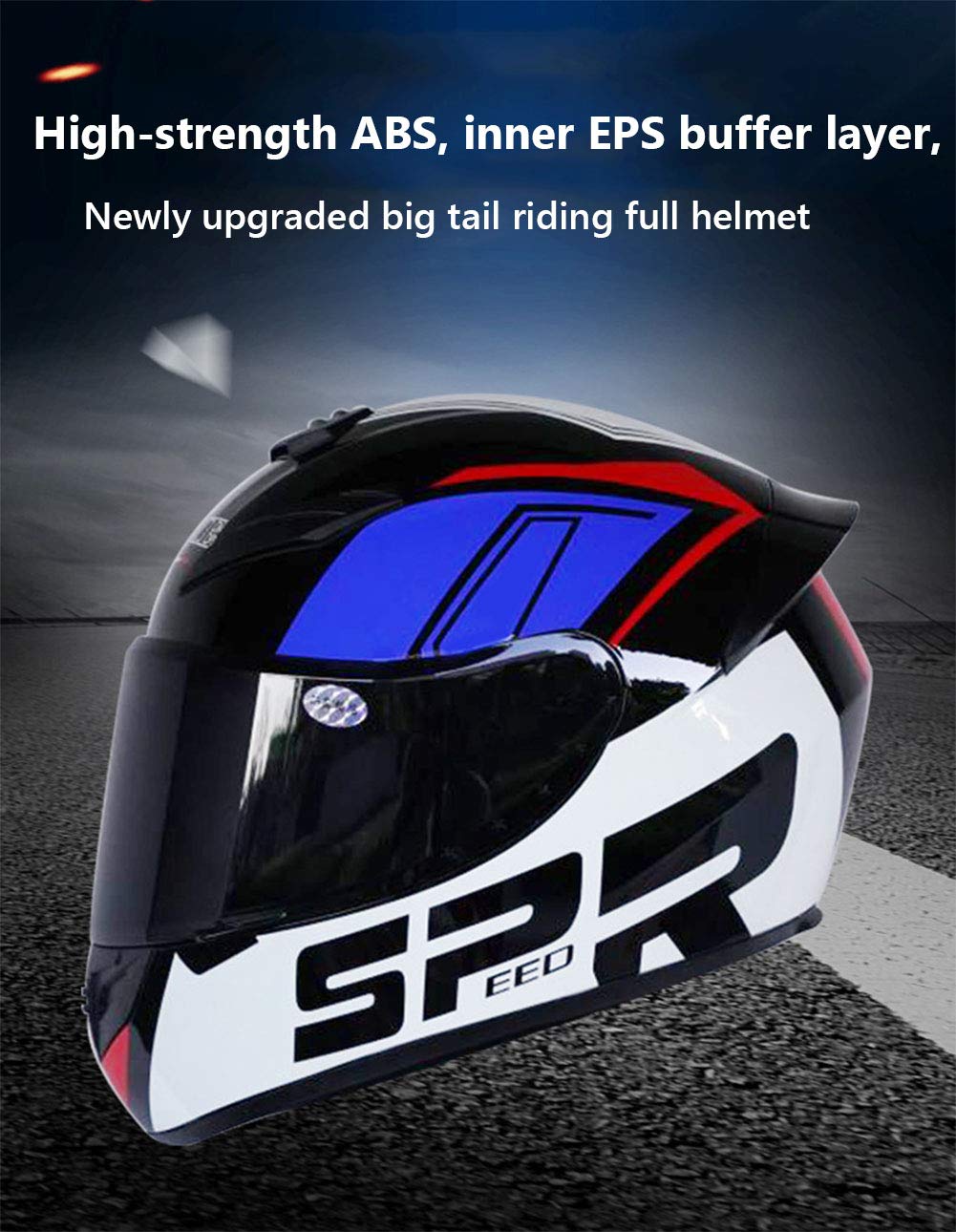 Casco integrale per moto Caschi per scooter con 3 opzioni di lenti DOT Casco turistico per moto Caschi per uomini & donne Pendolarismo quotidiano (Pista nera arancione) (C,55~56cm M)