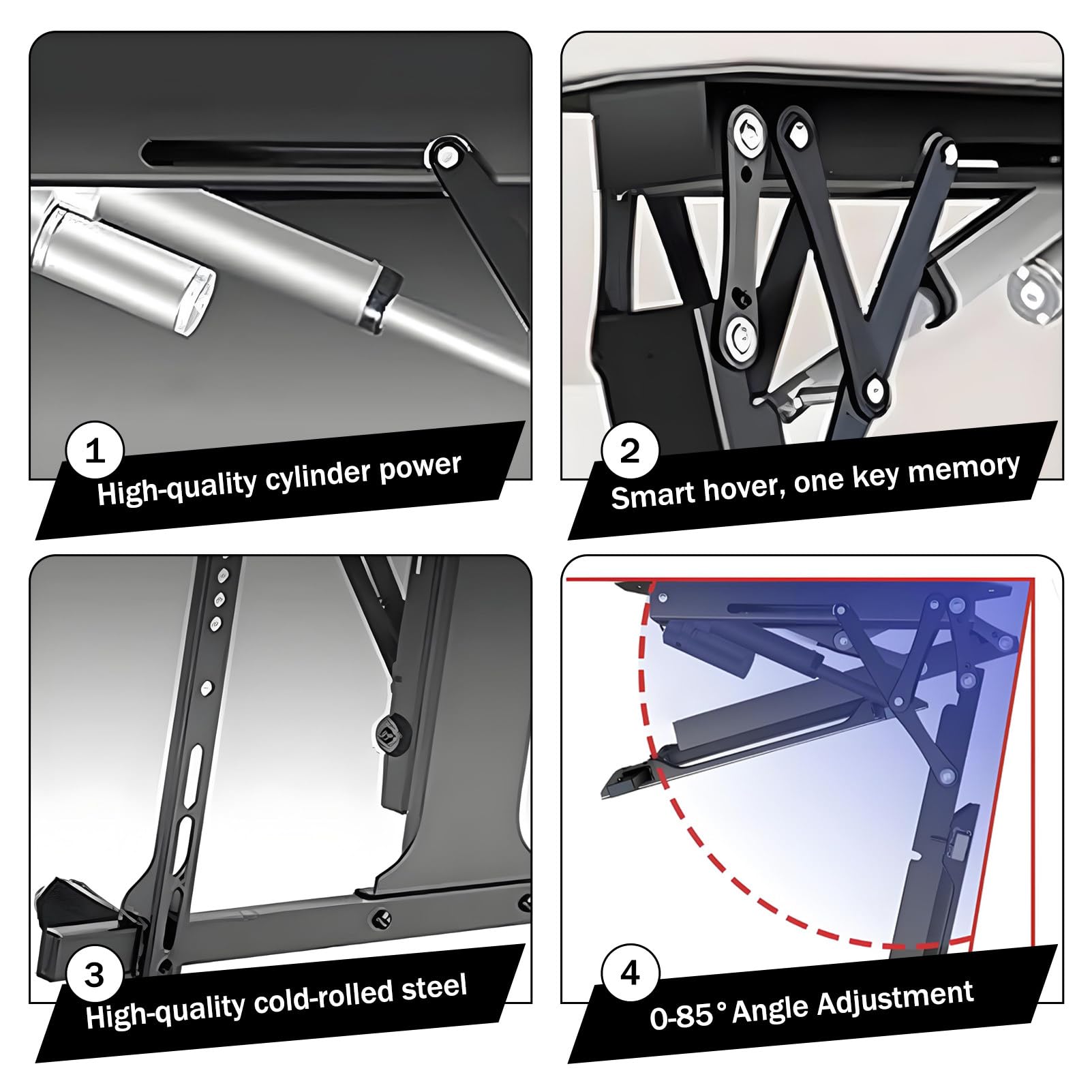 Supporto TV da soffitto Ribaltabile con Telecomando, Staffa elettrica a Scomparsa per TV Curve Piatte da 32-70/50-90 Pollici, Adatto a tetti inclinati/Piani, capacità di carico 45/60 kg 50-90"