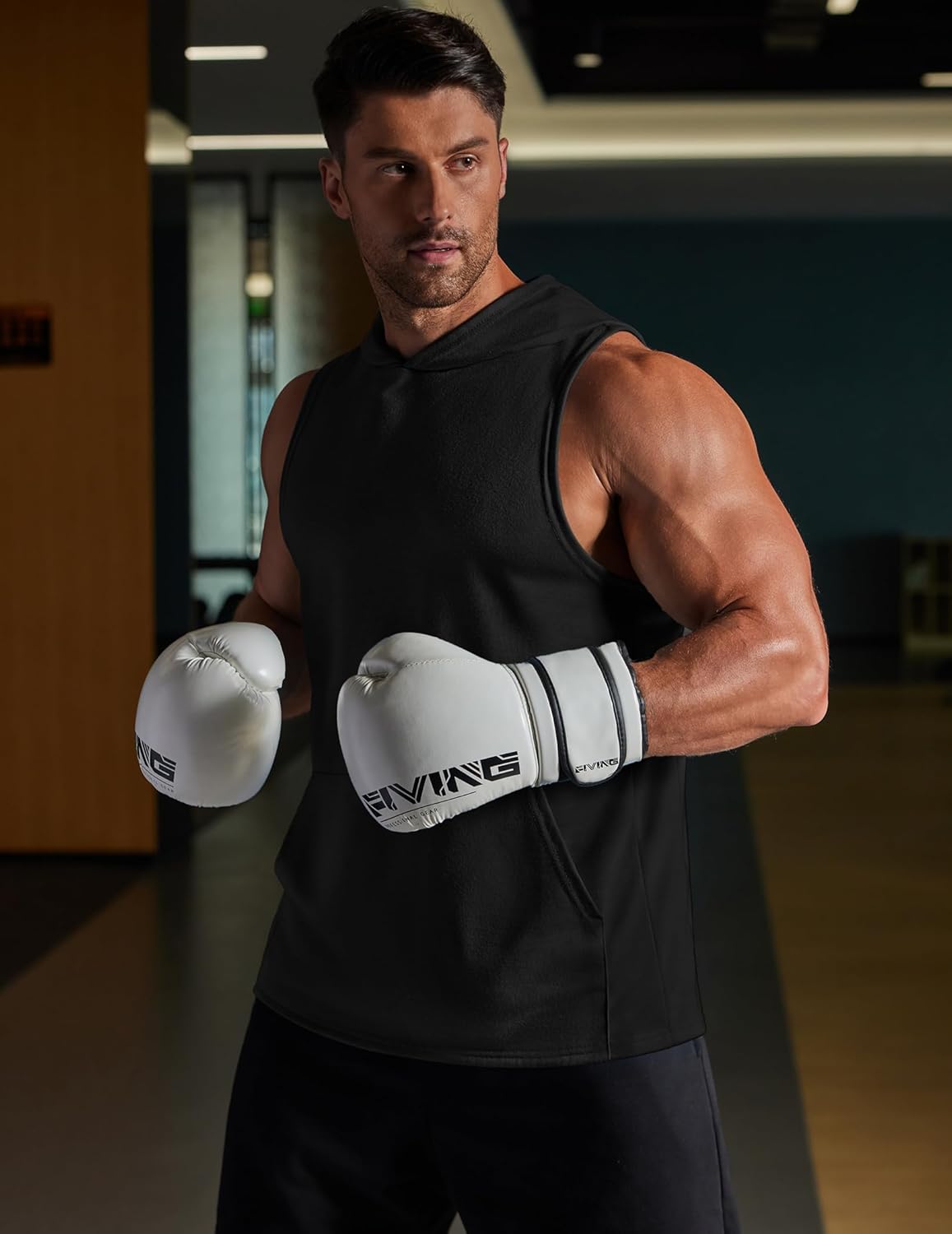 COOFANDY Men's 2 Pack Workout Hooded Tank Tops Bodybuilding Muscle Cut Off T Shirt Sleeveless Gym Hoodies - Image 3