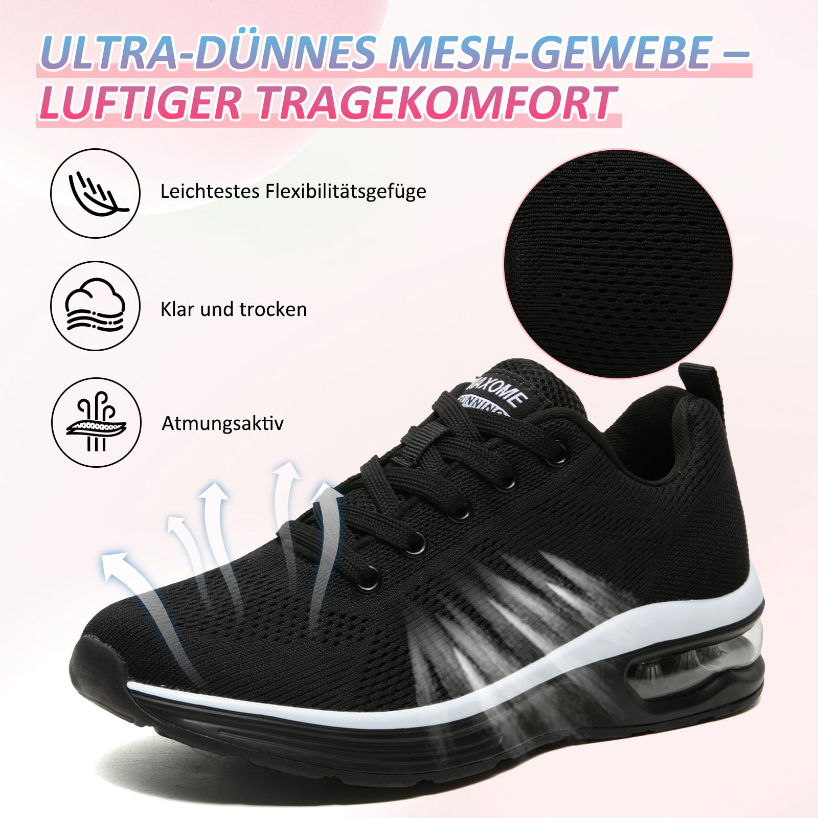 Scarpe Running Donna Sneakers Leggere con Cuscino D’Aria Ammortizzante Scarpe Sportive Traspiranti Antiscivolo per Jogging Camminata E Palestra
