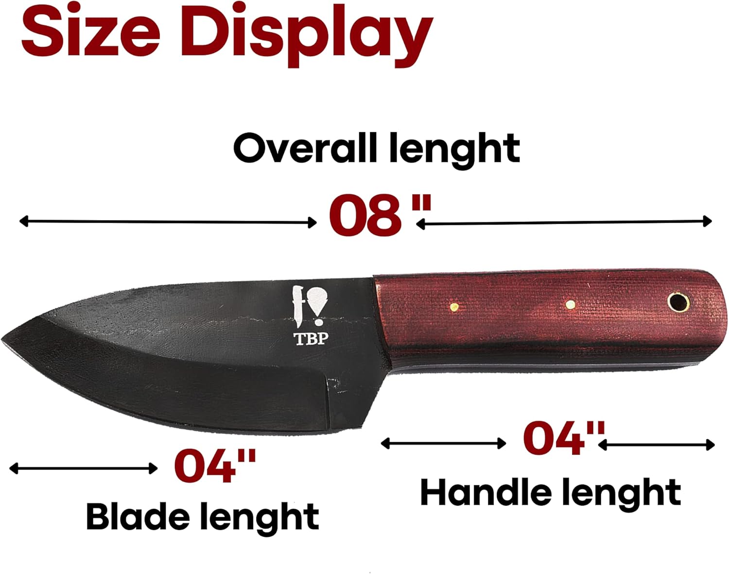 TBP Knives Handmade Carbon Steel Hunting Knife Perfect Tactical Gear For Men Ideal For Skinning, Fishing, Camping, Outdoor - Fixed Blade Bushcraft Knife With Belt Loop Sheath