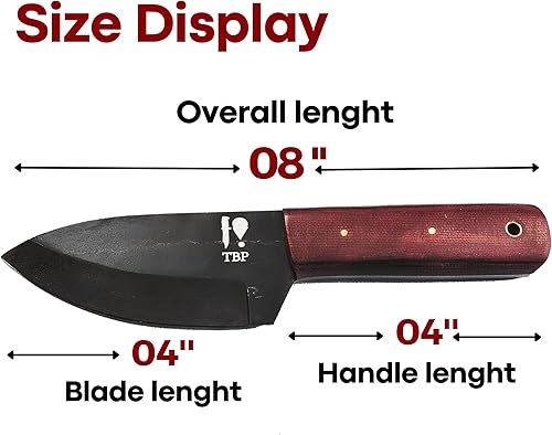 Miniatura 4 de TBP Cuchillo de caza hecho a mano de acero al carbono, equipo táctico perfecto para hombres, ideal para desollar, pescar, acampar, al aire libre,