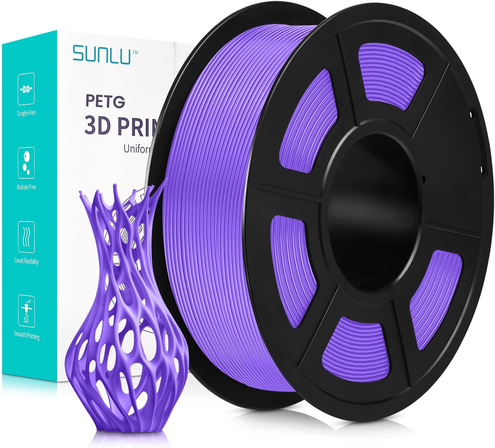 SUNLU Wood PLA Filament 1.75mm, Real Fibre de Bois Neatly Wound Filament, Imprimante 3D Filament