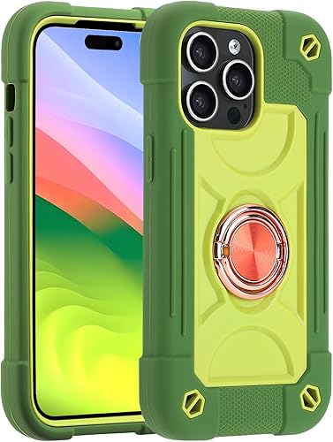 Miniatura 8 de MARKILL Funda compatible con iPhone 15 Pro Max de 6.7 pulgadas con soporte de doble anillo, funda resistente de grado militar a prueba de golpes