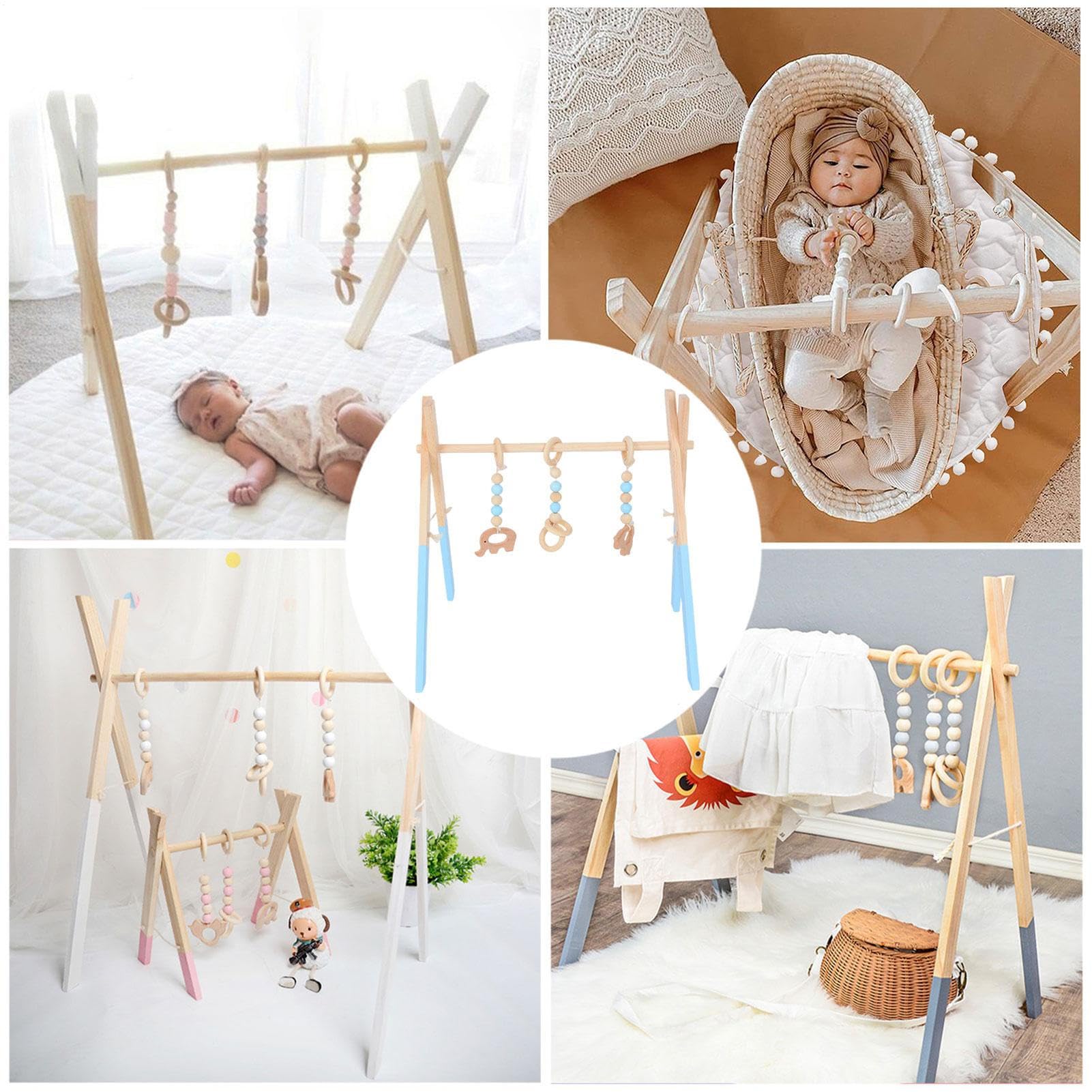 Portique D'Eveil Bébé Bois, Arche Eveil Bebe Bois Pliable, Salle De Sport Pour Tout Petits, Nés Pour Chambre De Nouveau Né, Salle De Crèche, Centre