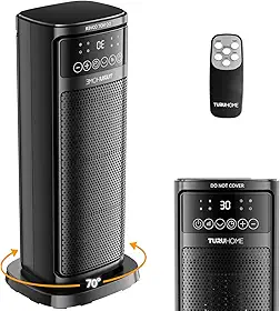 4 em 1 Ventilador de Ar Frio e Aquecedor,Termostato 10°C a 30°C, Aquecedor Cerâmico PTC, Oscilação 70° Timer 12h Controle Remoto, Proteção térmica, Pequeno para Quarto Escritório (127V)