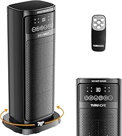 4 em 1 Ventilador de Ar Frio e Aquecedor,Termostato 10°C a 30°C, Aquecedor Cerâmico PTC, Oscilação 70° Timer 12h Controle Remoto, Proteção térmica, Pequeno para Quarto Escritório (127V)