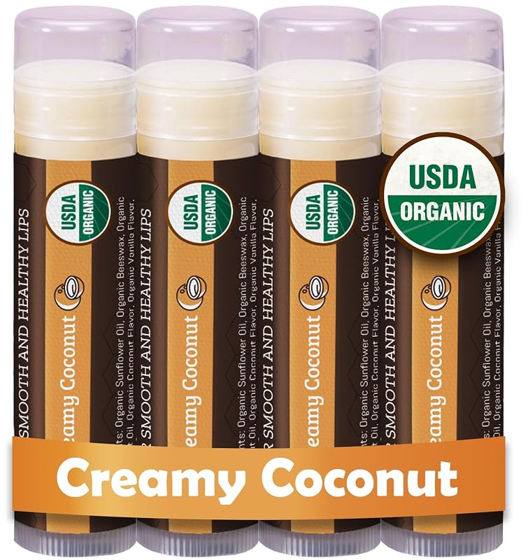 Earth's Daughter Organic Coconut Lip Balm - Moisturizing 4-Pack