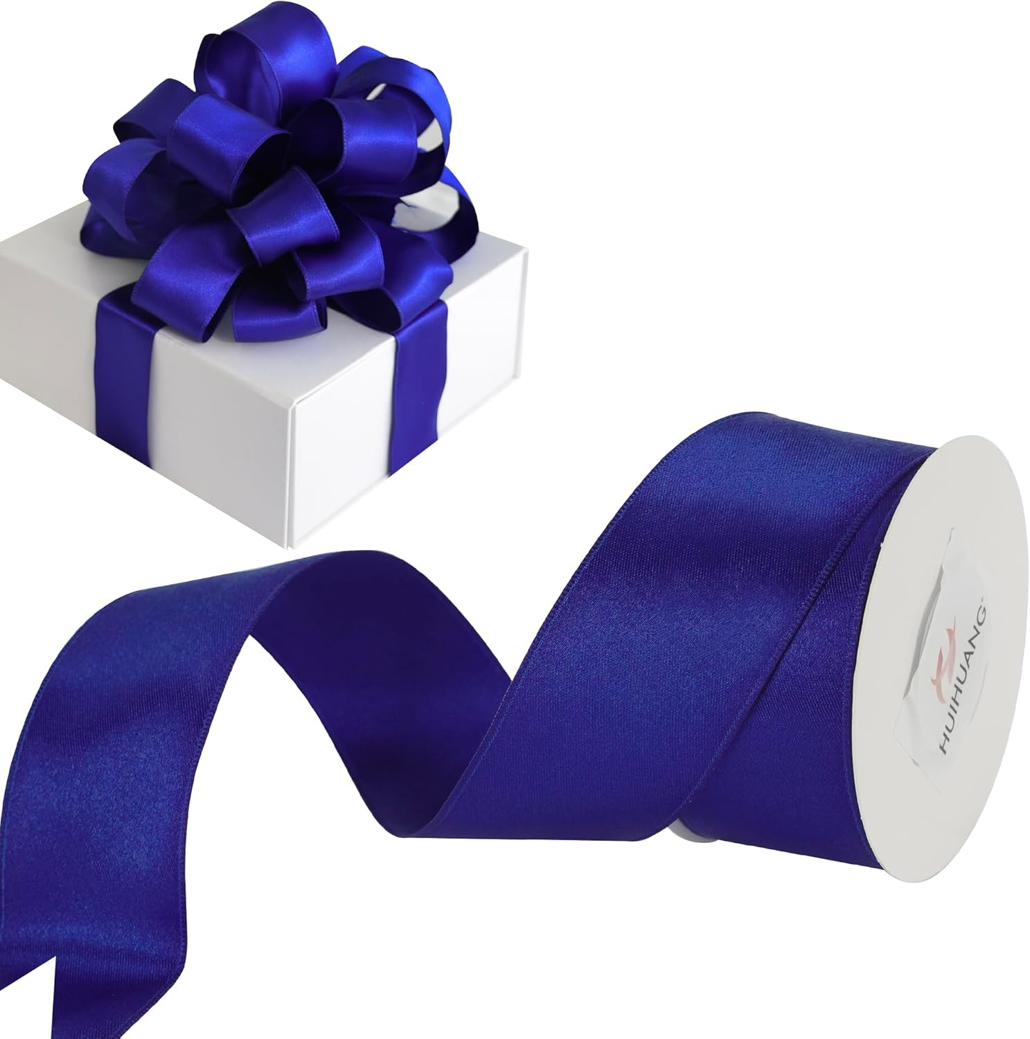 Amazon.com: HUIHUANG Royal Blue Wired Ribbon 1-1/2 inch Cobalt Satin ...