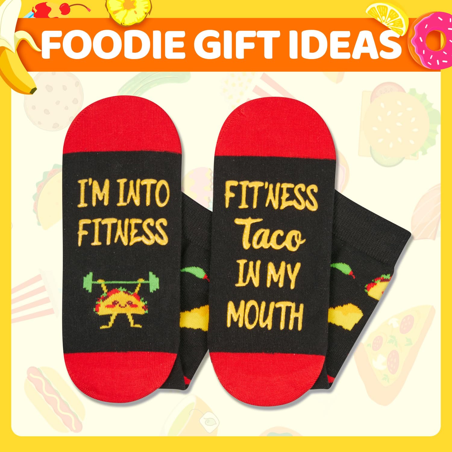 HAPPYPOP Food Socks for Men Women - Taco Bacon Egg Socks, Taco Bacon Food Lovers Gifts