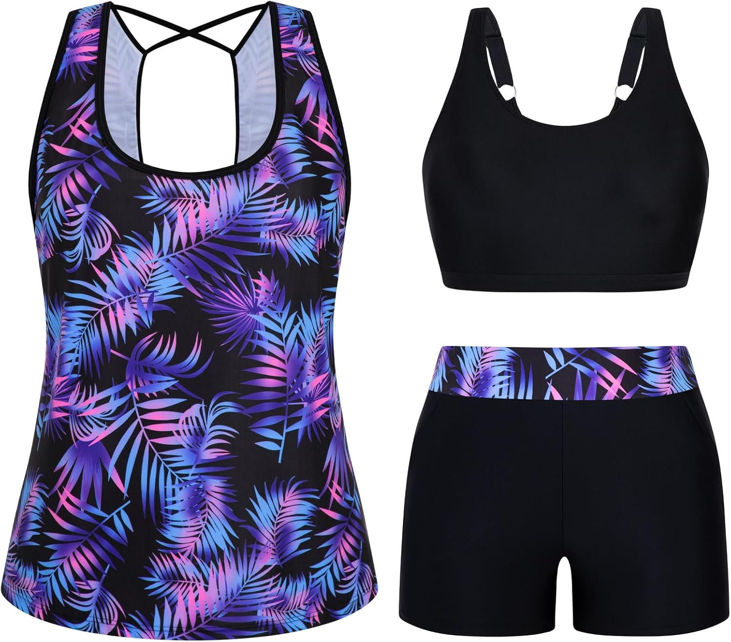 Arolina 3 Piece Swimsuits for Women Tankini Sets Modest Bathing Suits Plus Size Swimsuit Swimwear 2026