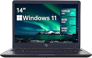 14" Laptop, 8GB RAM 128GB SSD, Intel Celeron N4120 Processors(4C,4T), Intel UHD Graphics 600 Windows 11 OS Laptop Computer Support 2.4G/5G WiFi, Bluetooth 4.2, HDMI, Webcam, 2*USB 3.2