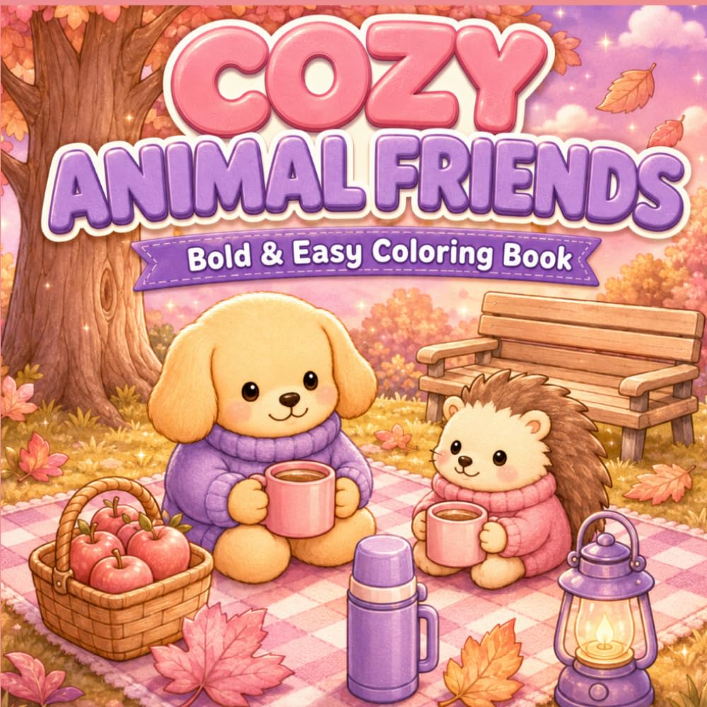 Cozy Animal Friends: Bold & Easy Coloring Book