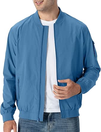 TBMPOY Men's Lightweight Bomber Jackets Light Track Jackets Casual Summer Windbreaker Outdoor Golf Fashion Coat for Men