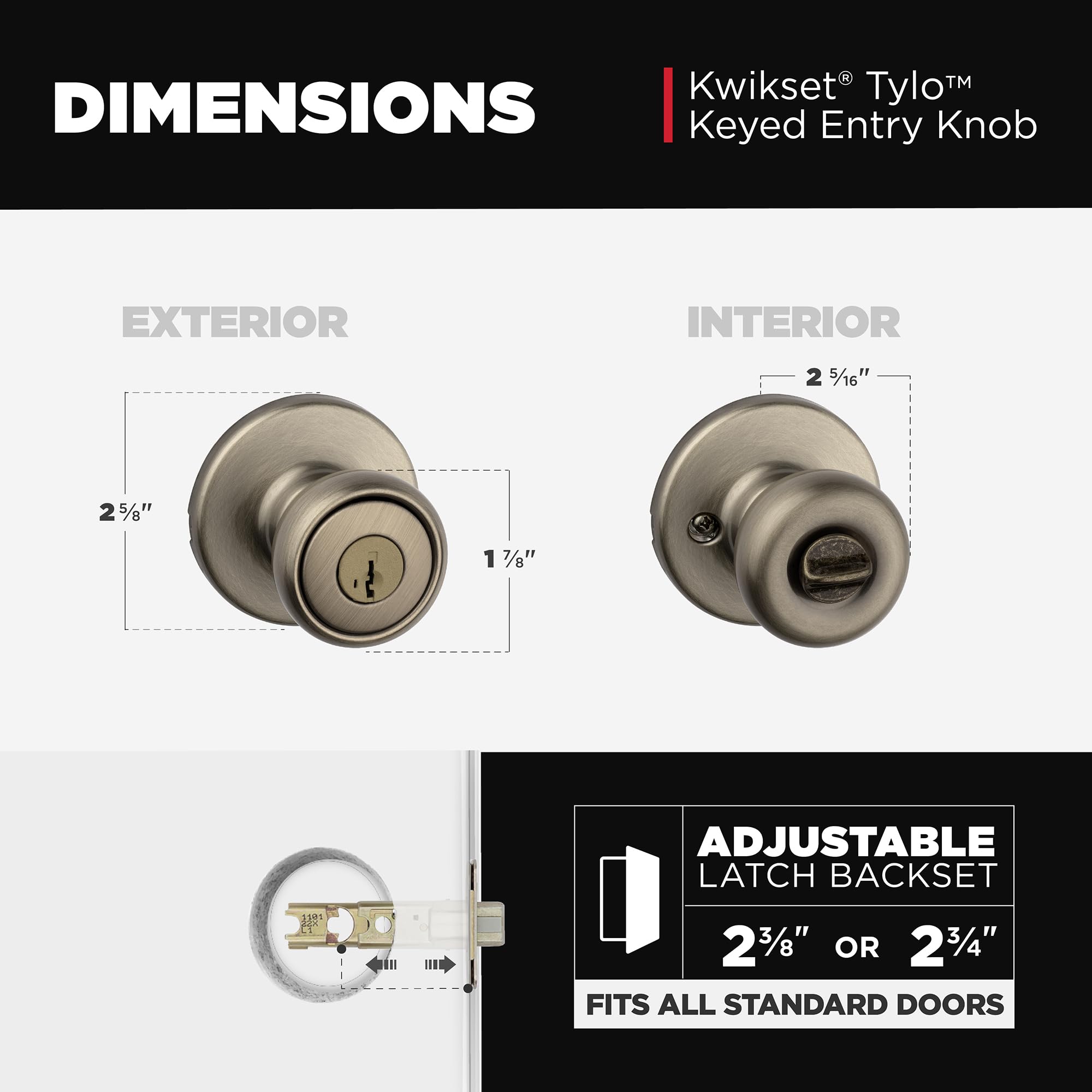 Kwikset Tylo Keyed Entry Knob - Secure & Stylish -5