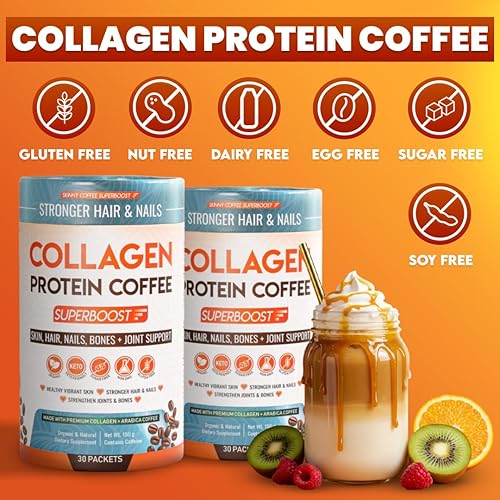 Miniatura 6 de Polvo de péptidos de café con proteína de colágeno  para una mejor concentración, energía, digestión, hinchazón e inmunidad para mujeres y hombres