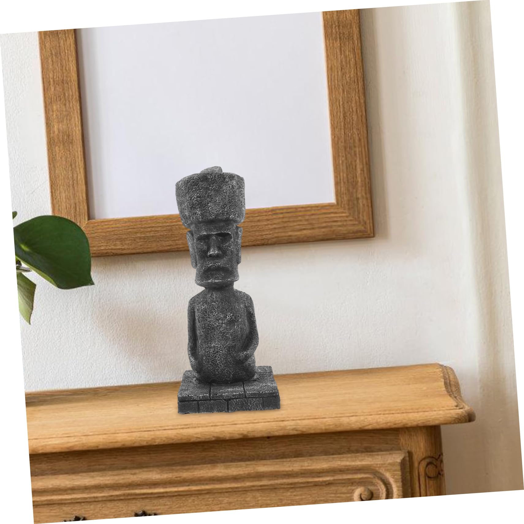 Statua Moai in Resina per Acquario, Effetto Roccia Realistico, Decorazione Paesaggistica Antica per Ufficio e Vasca,