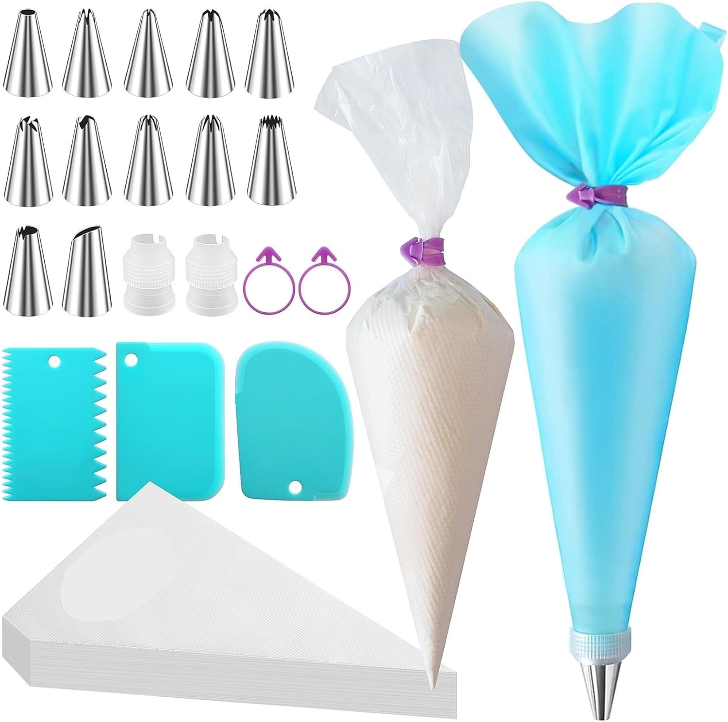 Piping Bags And Tips Set -120pcs Cake Decorating Supplies Kit Includ Pastry Bag Frosting Icing Scrapers For Baking
