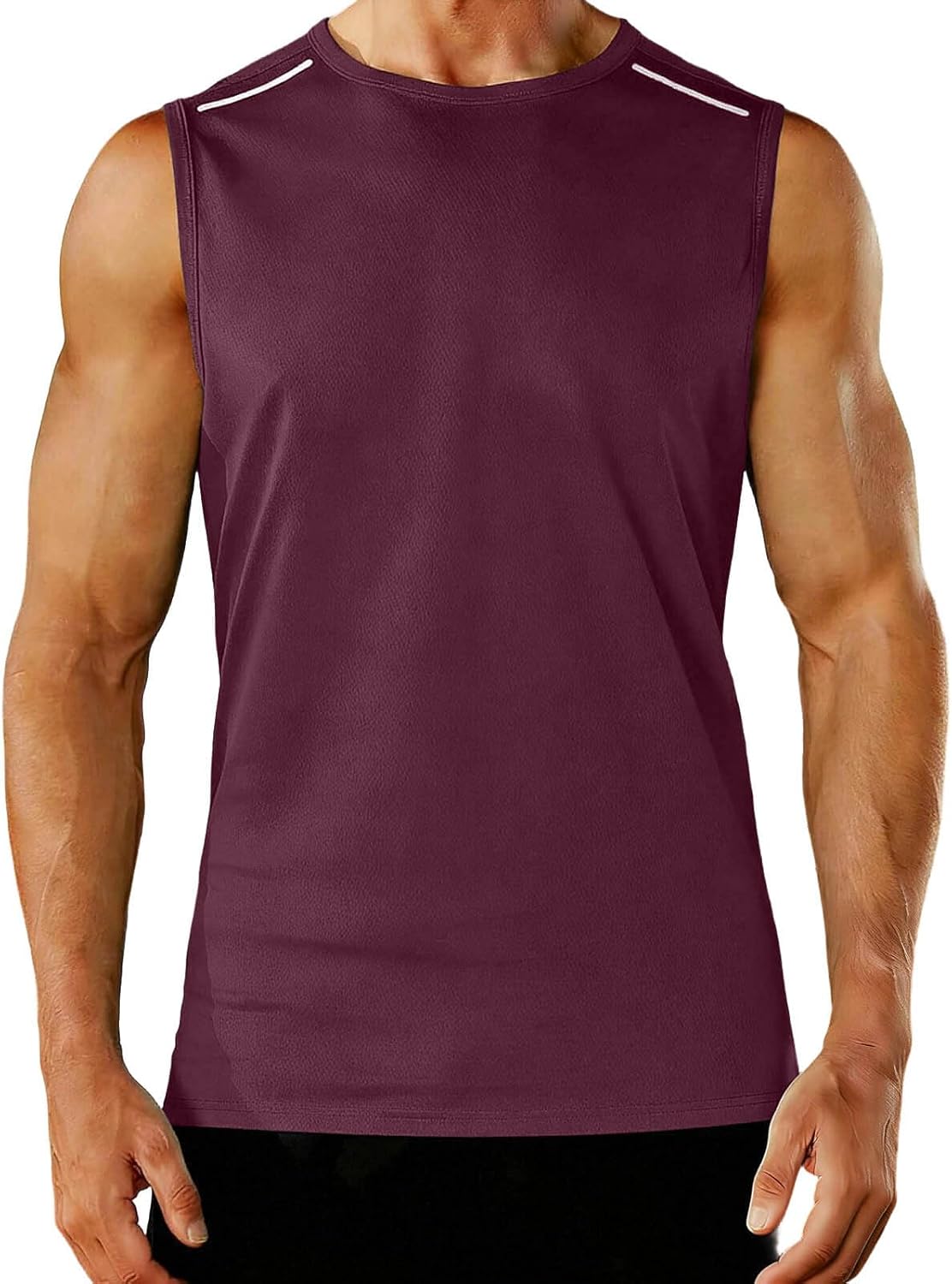 Mens Quick Dry Workout Tank Top Sleeveless Gym Muscle Shirt Crew Neck Slim Fit Tee Summer Running Athletic Tshirts