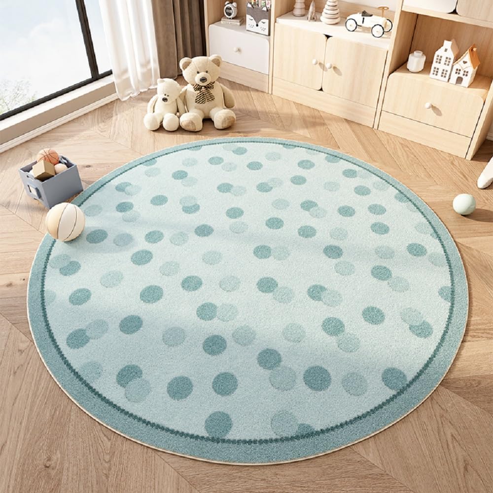 YATOLA Redonda Alfombra para Salón Sala de Estar, Habitación Infantil Bebe Juvenil Moderna Dormitorio Alfombra de Juegos Suave Antideslizante, Dormitorio para Niños y Niñas Perros (Azul, 120cm)