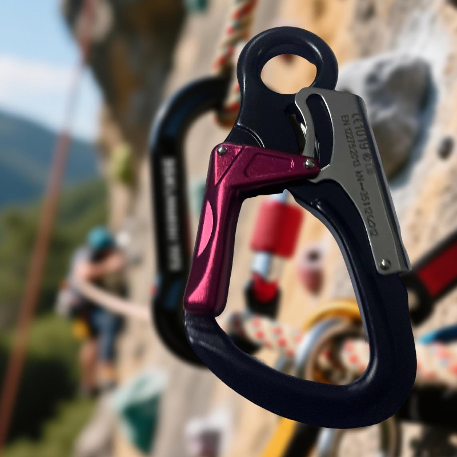 Mosquetón Doble Bloqueo para Uso en Escalada Gancho Resorte Aluminio Mosquetón Ligero Adecuado para Camping Trabajo Exploración Deportes