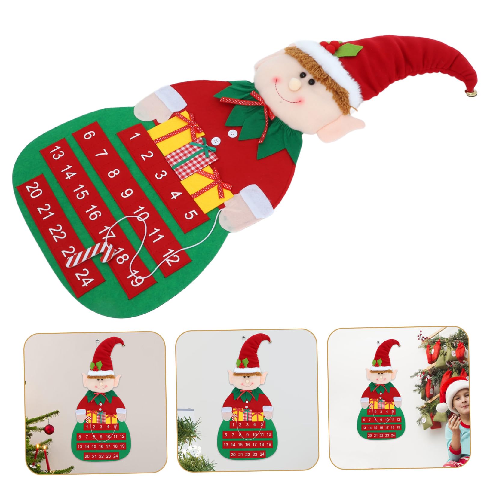 Tofficu Weihnachts-countdown-kalender zum Aufhängen Adventskalender mit Filzmaterial Weihnachtskalender-anhänger für Tür oder Wanddekoration Dekorativer Filz-adventskalender