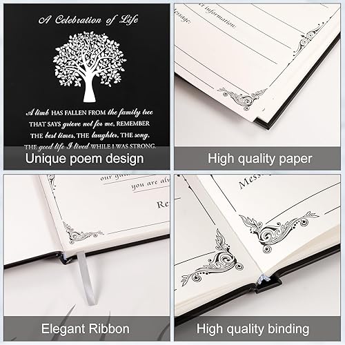 Miniatura 7 de Libro de invitados funerario para funeral, libro de 80 páginas, libro de registro funerario, una celebración de la vida