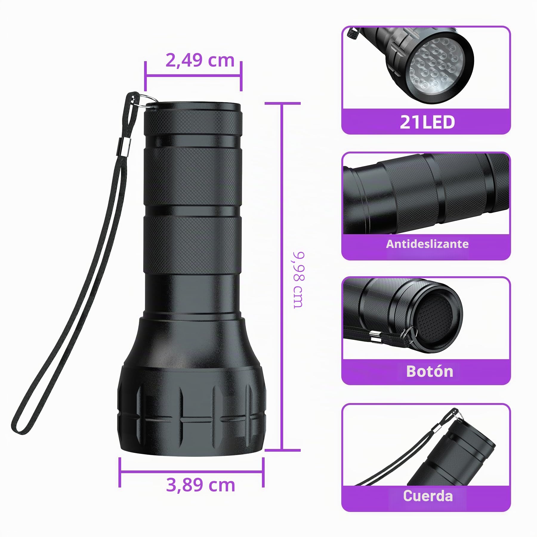 COSOOS - Herramienta y kit de detector de fugas de aire acondicionado, detector de fugas de aire acondicionado, luz UV para detección de fugas con colorante UV de aire acondicionado, detector de fugas