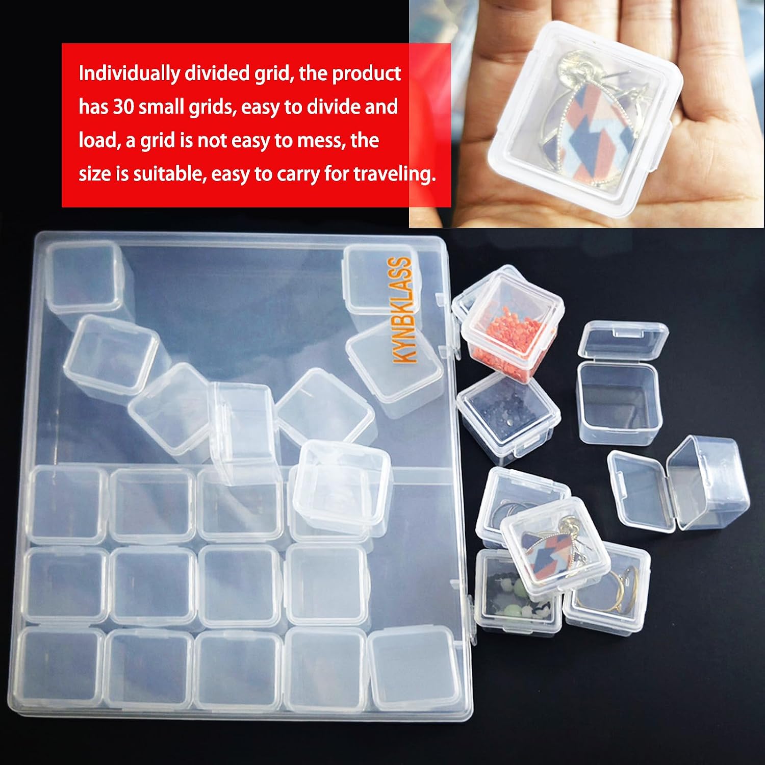 30 in 1 Diamond Art Storage Containers with Lids,Transparent Bead Organizer Box,Diamond art accessories-divided storage box,Jewelry Storage Case, Portable Labeled Trays for Home & Travel image 4