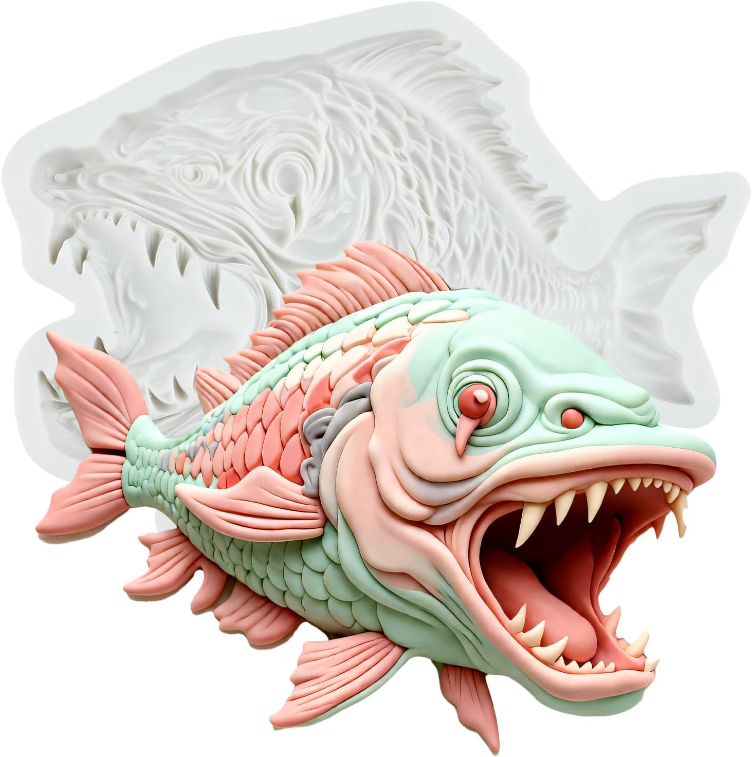 Piranha Fish Silicone Mold Fish Chocolate Fondant Molds for Cake Decorating Chocolate Cupcake Topper Candy Polymer Clay Gum Paste