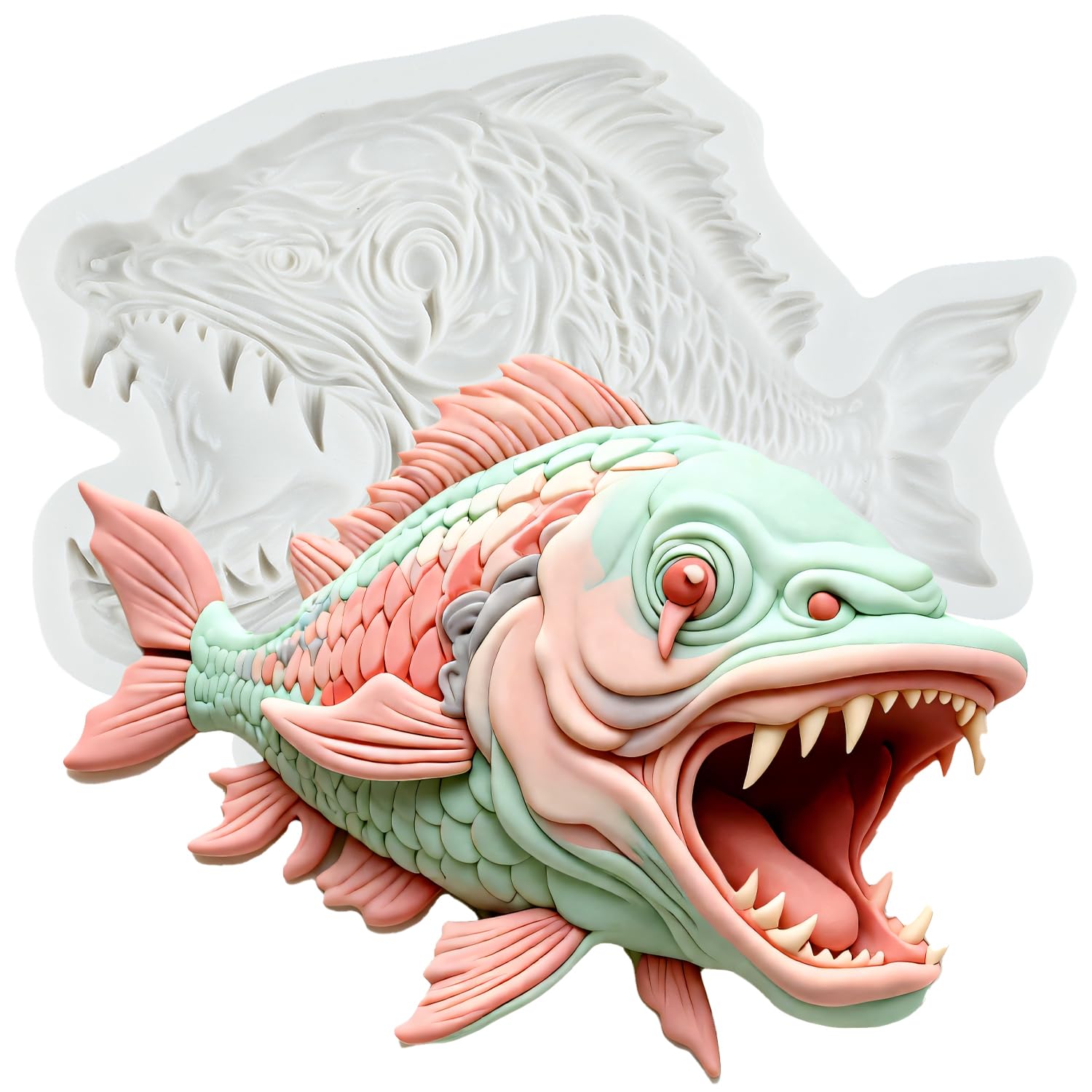 Piranha Fish Silicone Mold Fish Chocolate Fondant Molds for Cake Decorating Chocolate Cupcake Topper Candy Polymer Clay Gum Paste