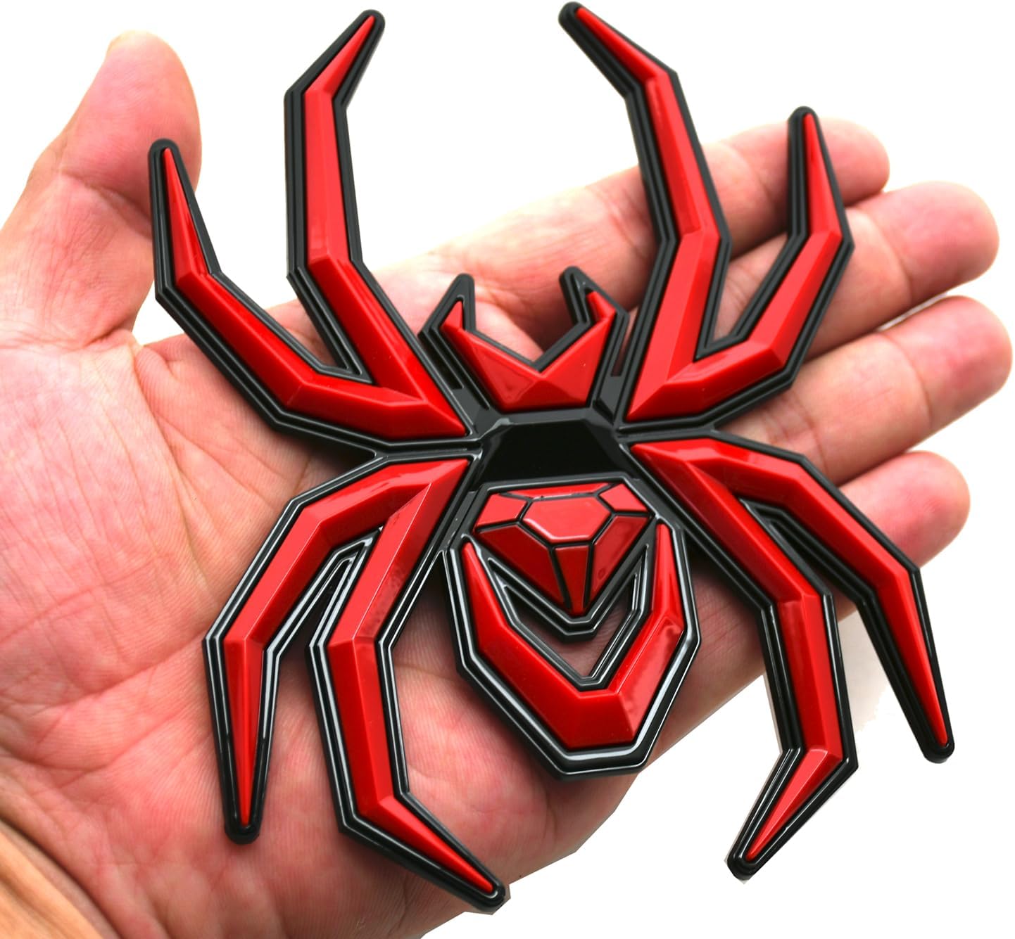 1Pc Custom Spider Emblem Left Right Car Badge for Universal Car Body Motorcycle SUV Widow Door Edition Decoration (Black Red)