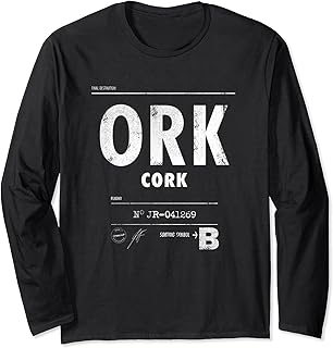 Vintage Cork, Ireland Airport Code Retro Long Sleeve T-Shirt