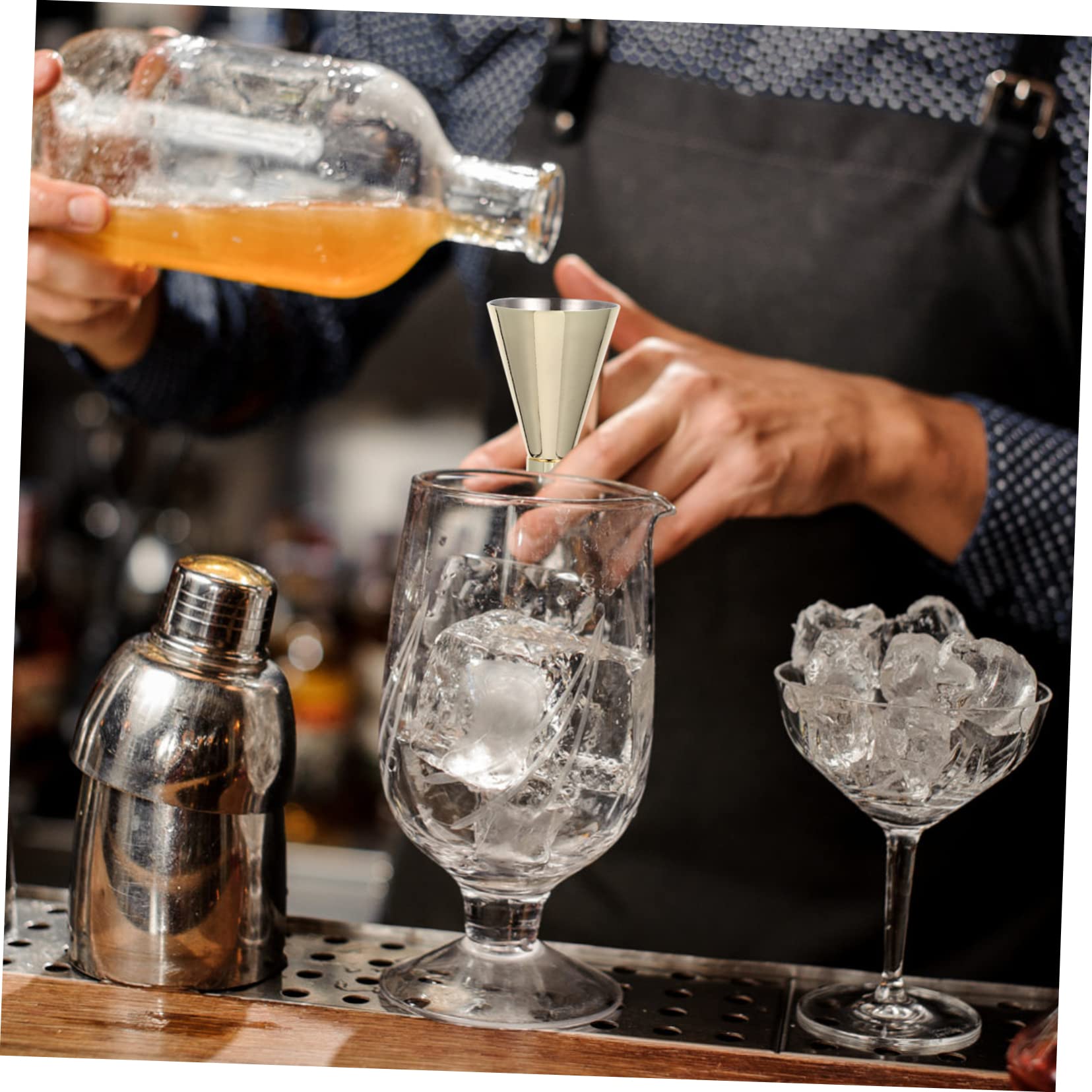 BESTonZON 3 Pièces Mesureur De Vin Doseur à Cocktail Mesures Du Double Jigger Doseur à Martini Appareil De Mesure Du Vin Jigger De Barman Shaker Acier Inoxydable Gadgets Double Tête