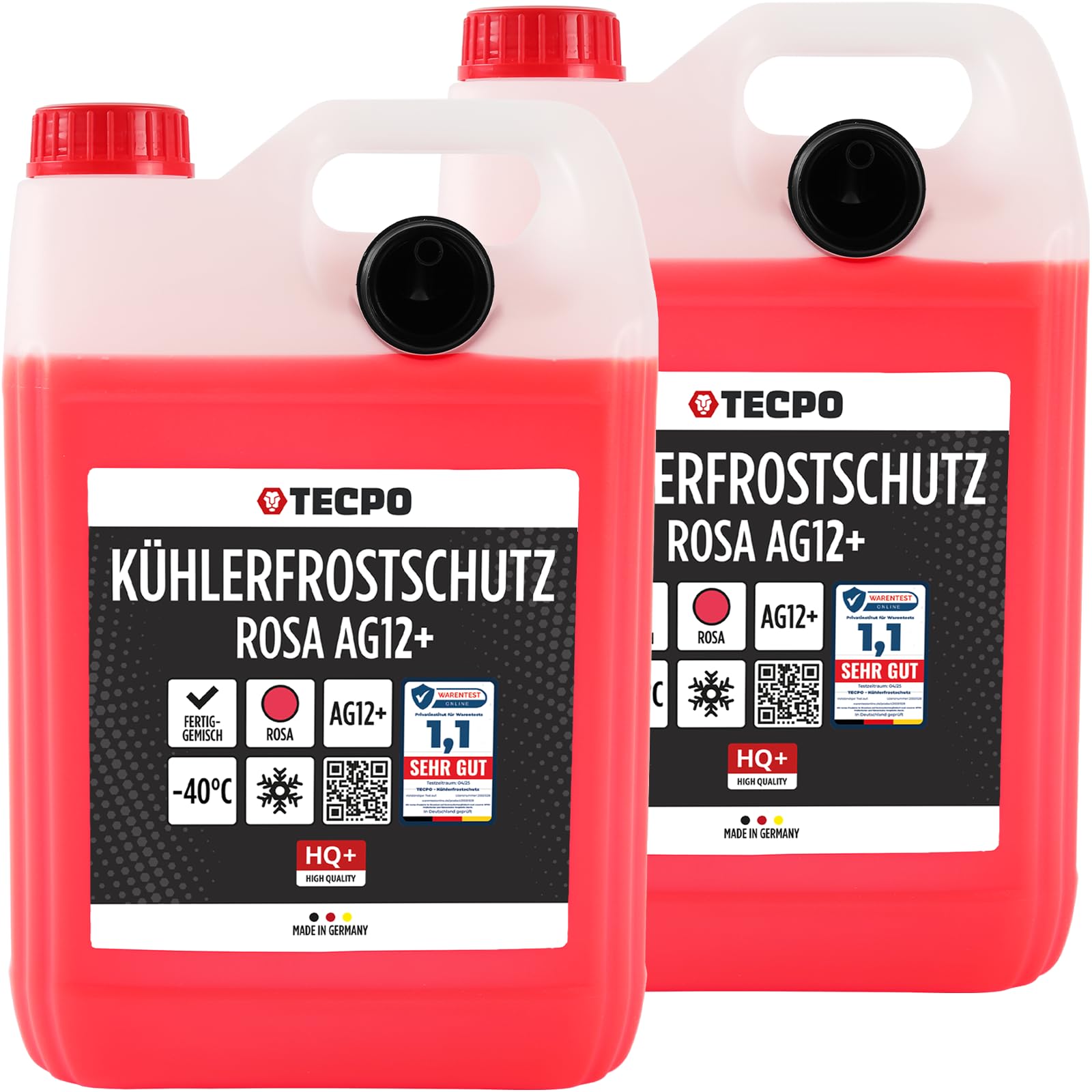 TECPO Kühlerfrostschutz rot G12+ Antifreeze -40°C Frostschutz rosa Kühlmittel 10L