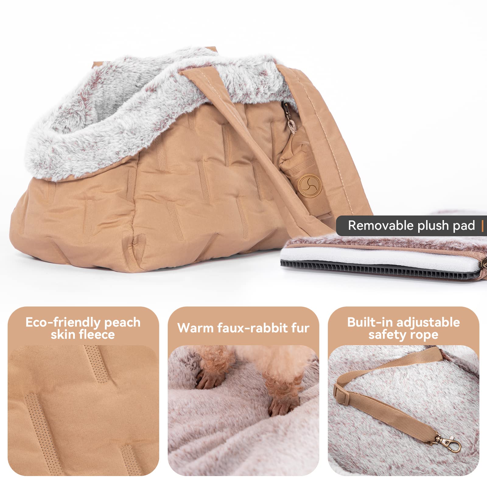 A 4 PET Dog Carrier Handbag, Pet Sling for Small Dogs Winter Warm With Pocket Lightweight Puppy Bag Outdoor - Image 3