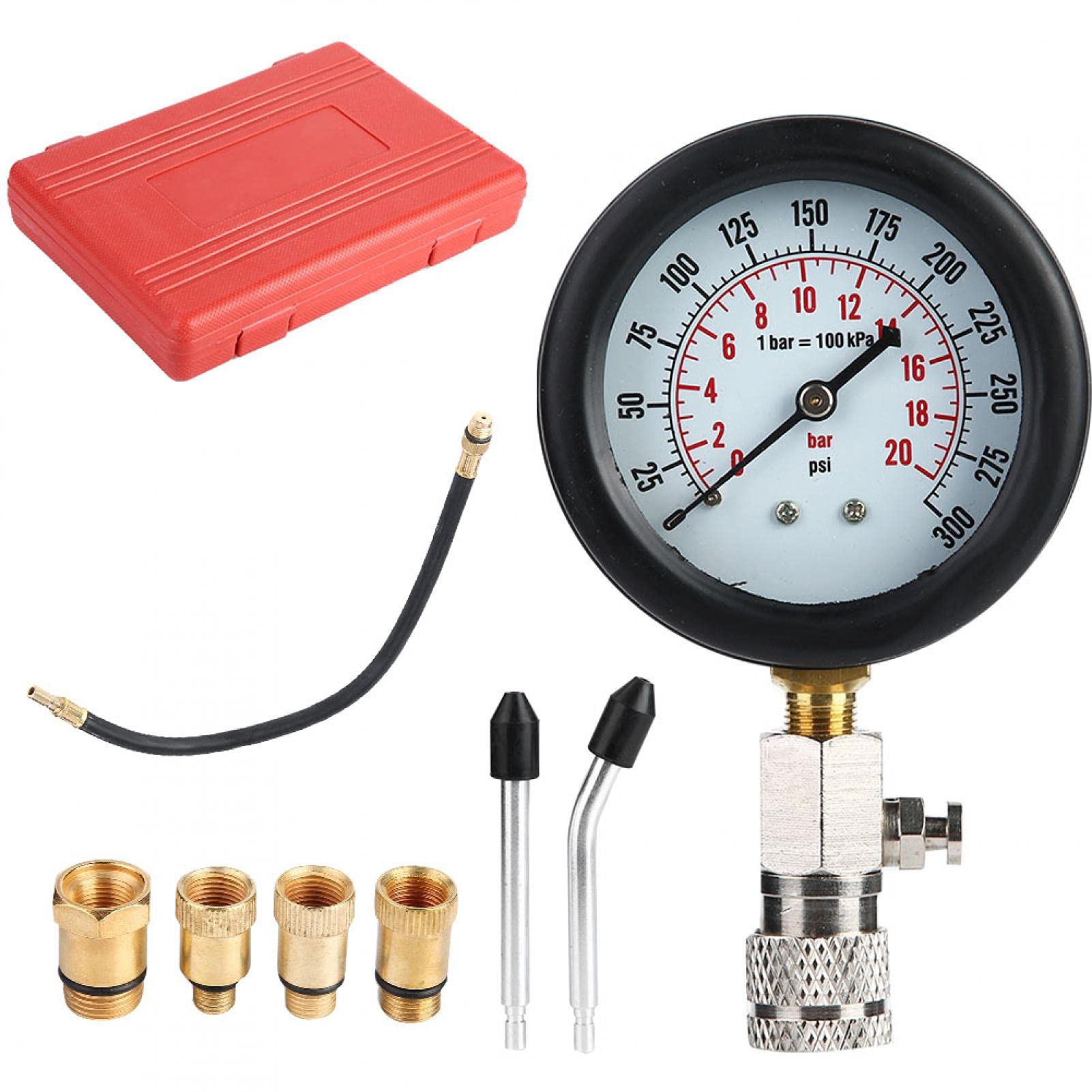 Kit di Prova della Compressione del Motore, Kit di Prova della Pressione del Carburante Kit di misuratore del Tester di Compressione del Motore a Benzina Kit di Prova del Cilindro del Motore a benzi