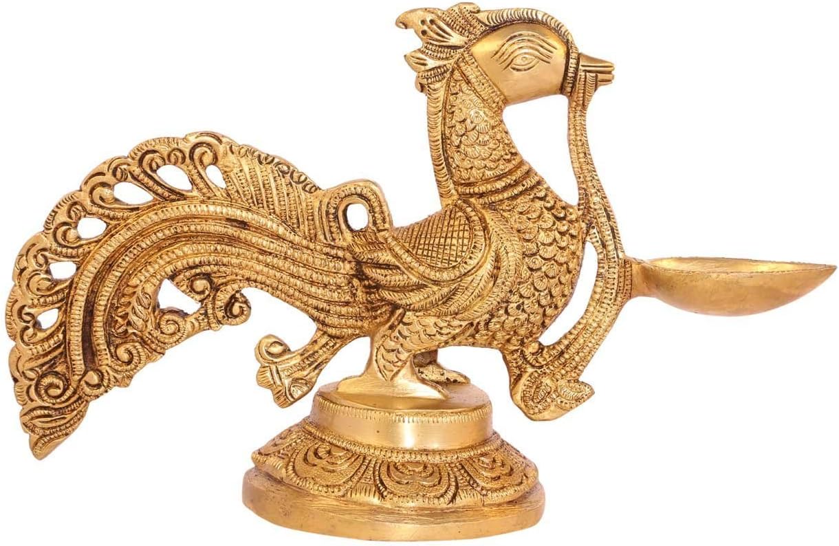 Statuestudio Bird Brass Antique Diya Oil lamp Stand