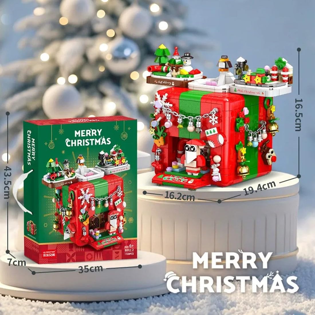 Scatola sorpresa di Natale blocchi di costruzione se con luci e