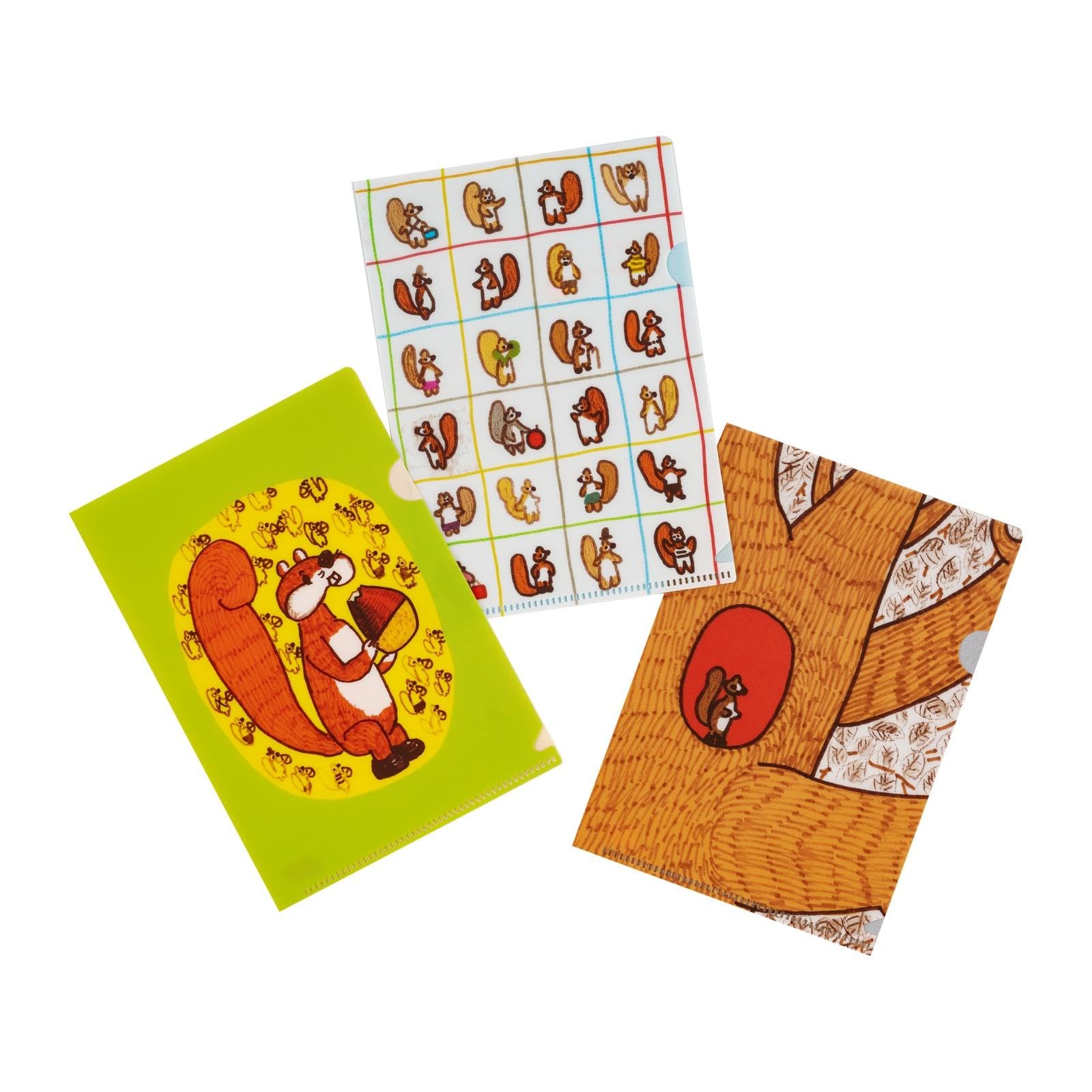 Hobonichi Techo Accessories – 100% Orange: Hobonichi Folder Set of 3 for A6 Size (Squirrel’s Moving Day)