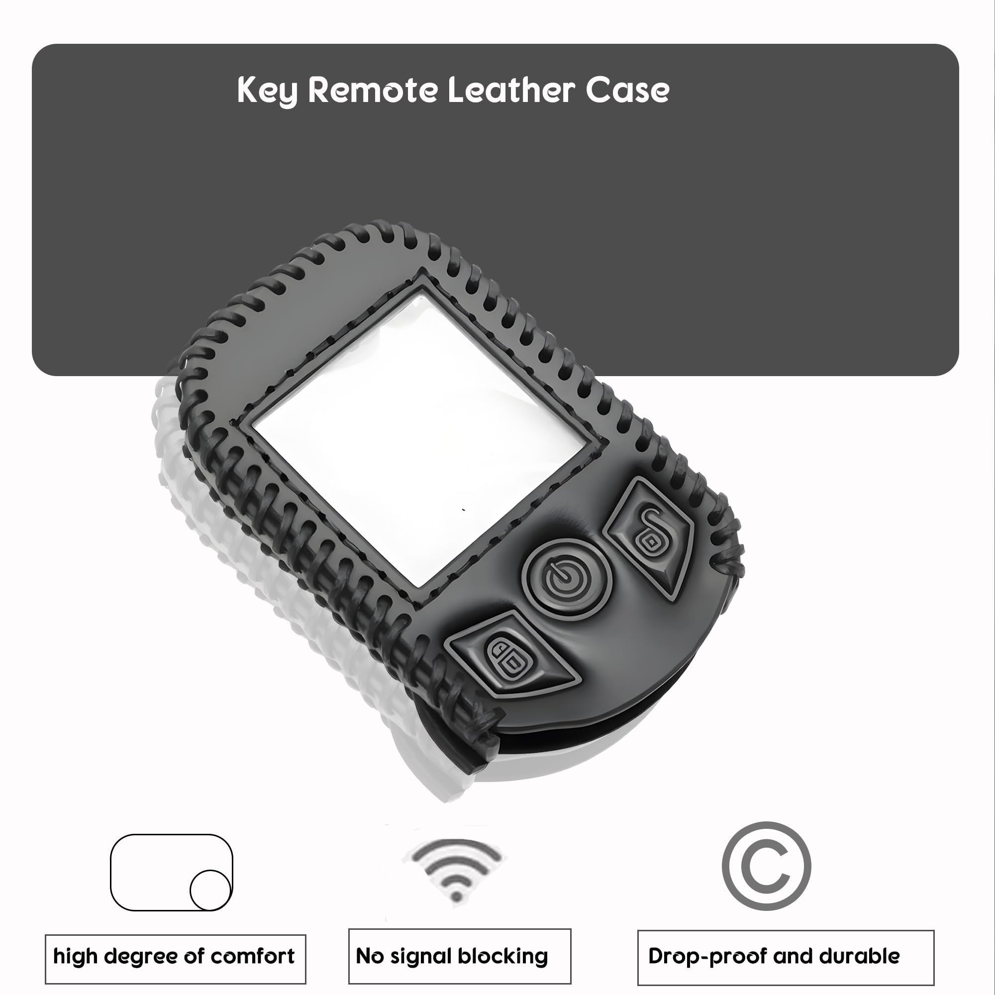 1 funda de piel para mando a distancia compatible con Compustar PRO T13 RFX-P2WT13-SF (con protector de pantalla para control remoto), color negro