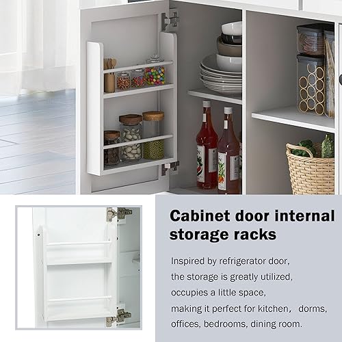 Miniatura 5 de Carrito de isla de cocina con tapa de hojas caídas de madera y 3 cajones, isla de cocina móvil rodante sobre 5 ruedas con gabinete de