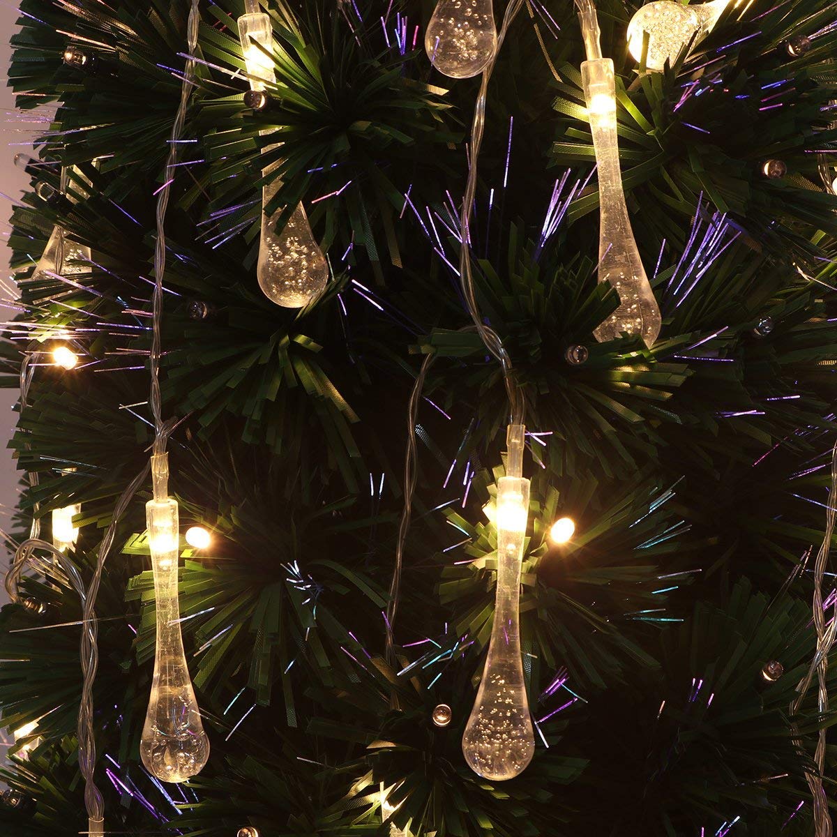 stringa di luci a forma di goccia, 2 m, 20 LED per interni, alimentata a batteria, luci da giardino, per Natale, feste, Warm White