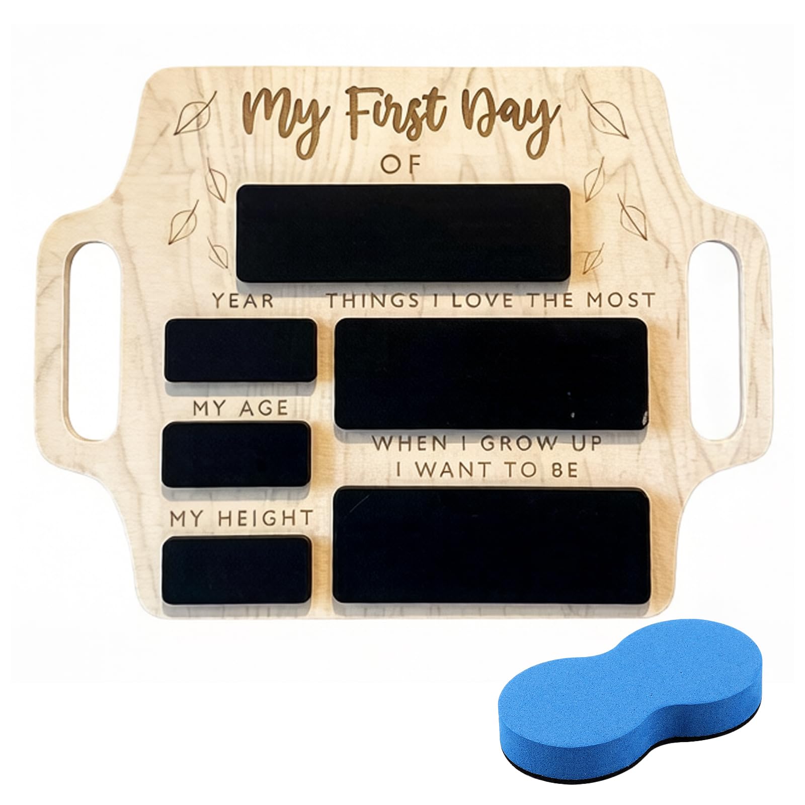 First Day of School Board, Small Chalk Board with Chalkboard Eraser, Reusable Outdoor Chalkboard, Back to School Party Decor Memo Message Board Classroom or Home Decoration
